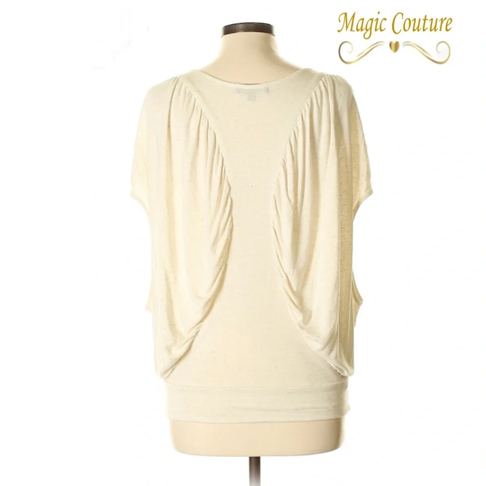 NWOT the PODOLLS Beige Space Dyed Front Seamed Draped Blouse🤍🤍🤍 - Picture 2 of 10